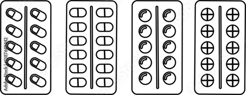 Pills Medical And Healthcare Icon in line set. isolated on transparent background