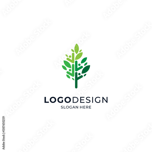 tree with leaves and a group of children for humanitarian, child protection, social, educational and orphanage logos