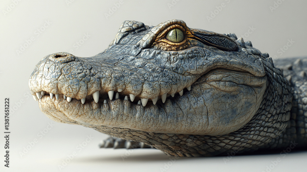 Obraz premium side profile view of crocodile with detailed rough skin