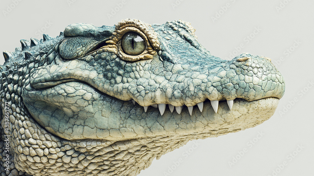 Obraz premium side profile view of crocodile with detailed rough skin