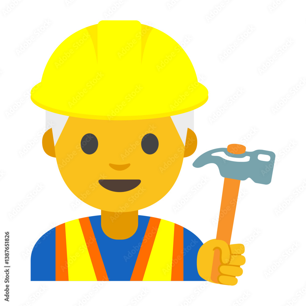 Construction Worker Holding Hammer Clipart Illustration | Minimalistic Worker with Hammer Isolated on White Background Construction Worker Holding Hammer Clipart Illustration | Minimalistic Worker with Hammer Isolated on White Background