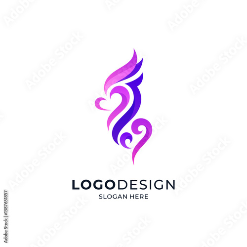 purple and shiny phoenix bird for other care, beauty or feminine logos