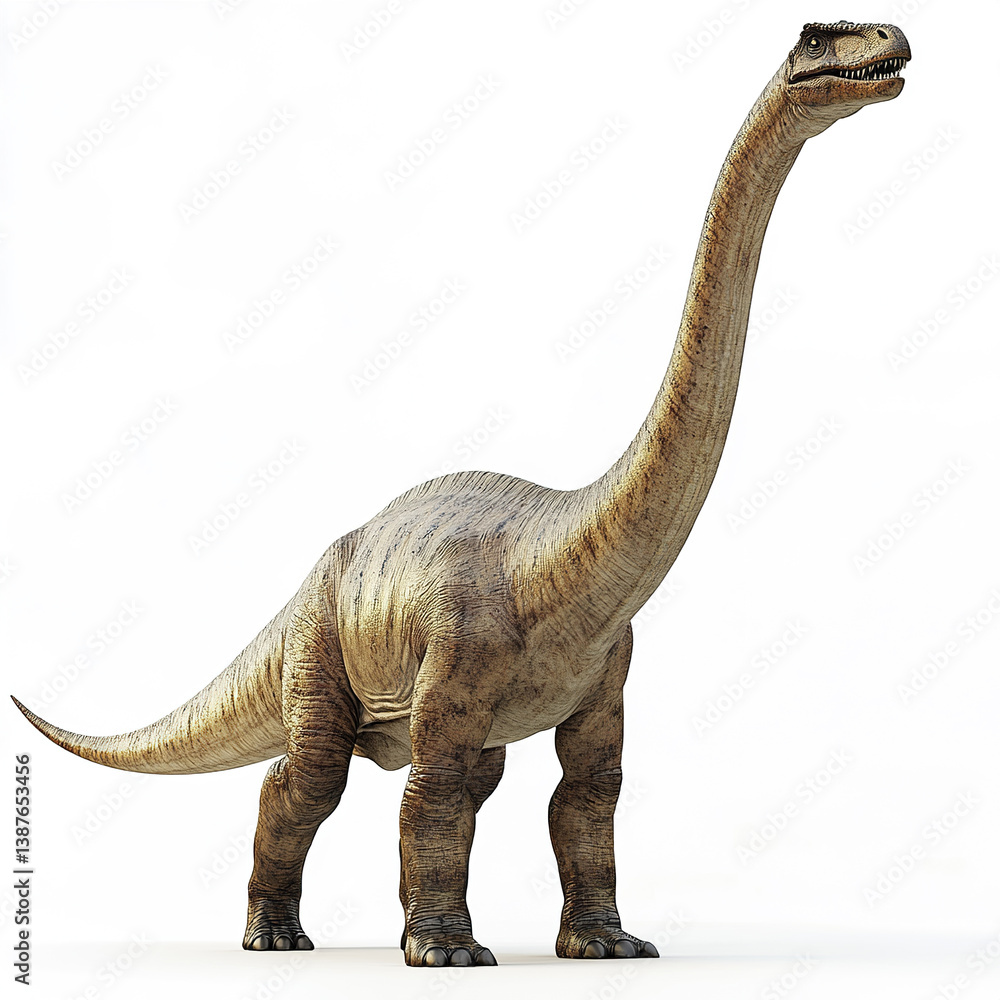 Obraz premium Brachiosaurus standing on white background, showcasing its long neck