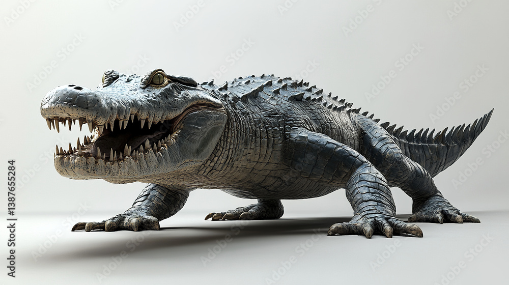 Fototapeta premium large crocodile with open mouth on white background