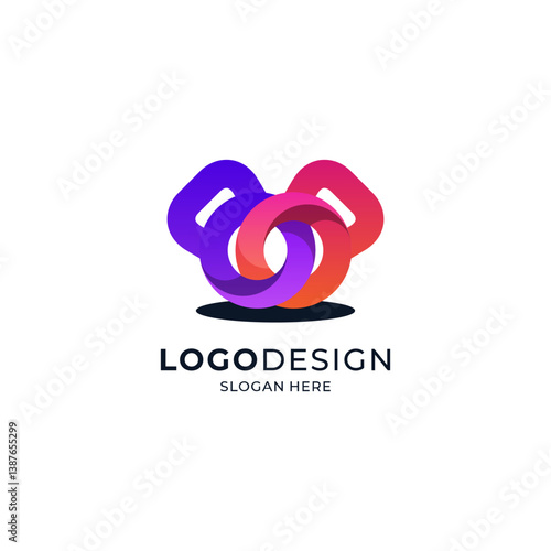 two full color kettlebells for fitness, sports and gym club logo design