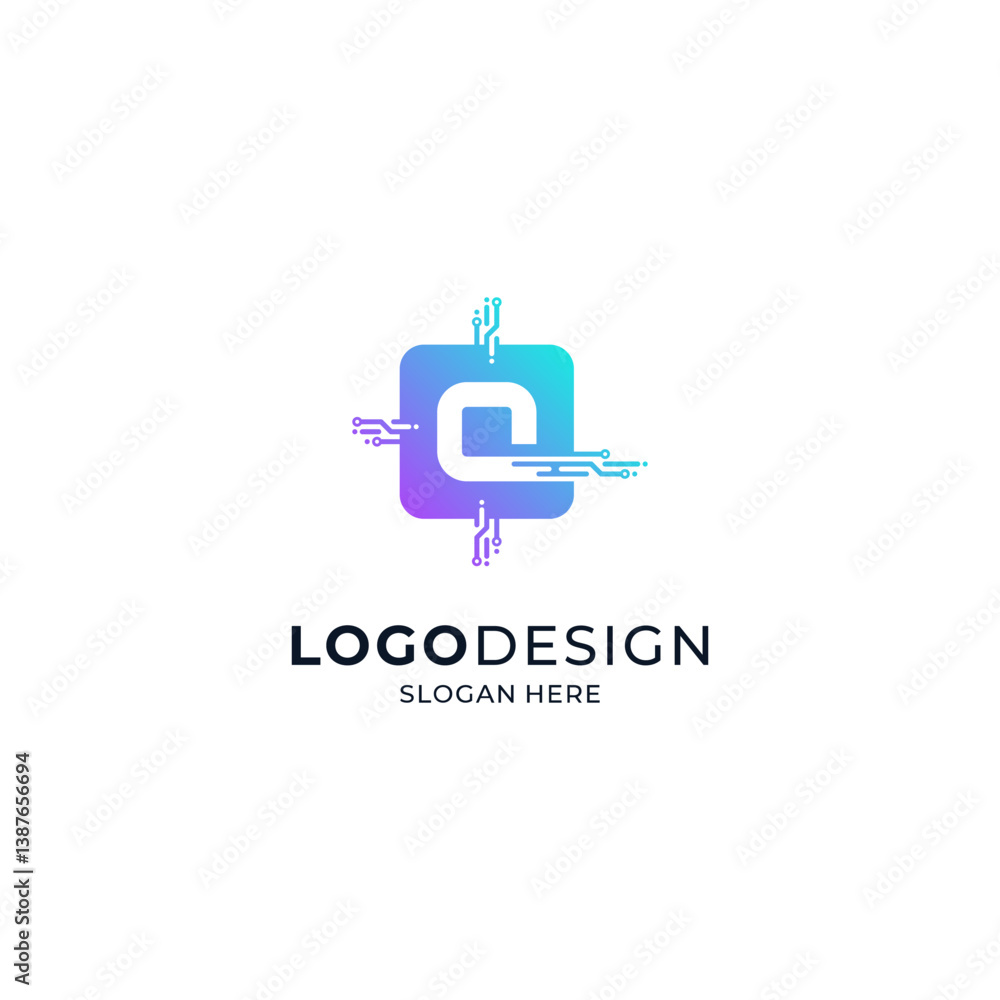 the letter Q with a colorful and shiny microchip frame for logos of sophisticated technology, applications, software or hardware the letter Q with a colorful and shiny microchip frame for logos of sophisticated technology, applications, software or hardware