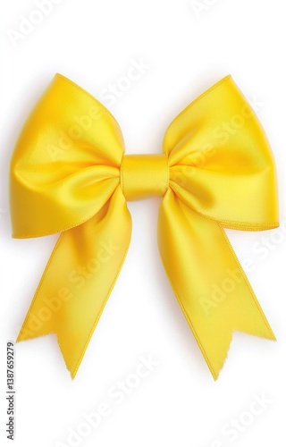 Obraz na płótnie Yellow bow satin on plain background isolated w salonie