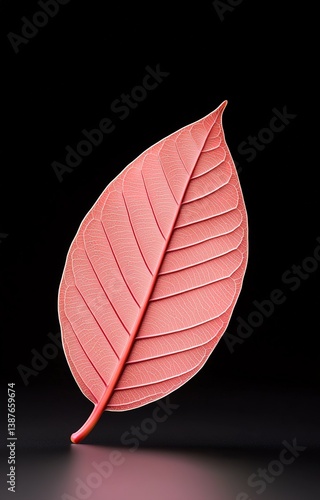Intricate leaf veins, glossy surface, dramatic black backdrop , elegant, dramatic, photography isolated 