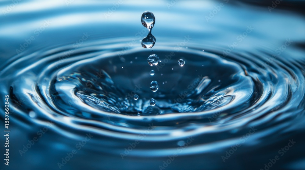 Close-up of a water droplet impacting a surface, creating concentric ripples. (1) Close-up of a water droplet impacting a surface, creating concentric ripples. (1)