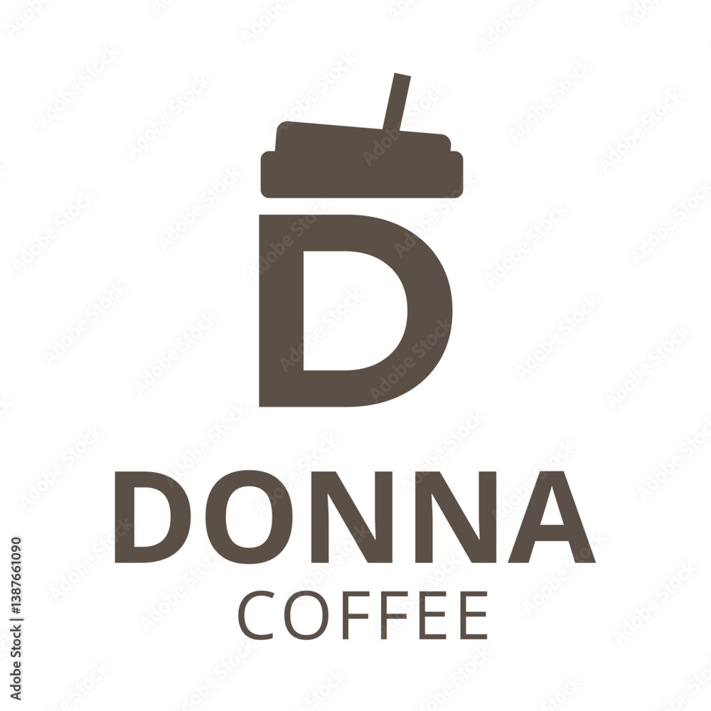 White and Brown Minimalist Coffee Logo White and Brown Minimalist Coffee Logo