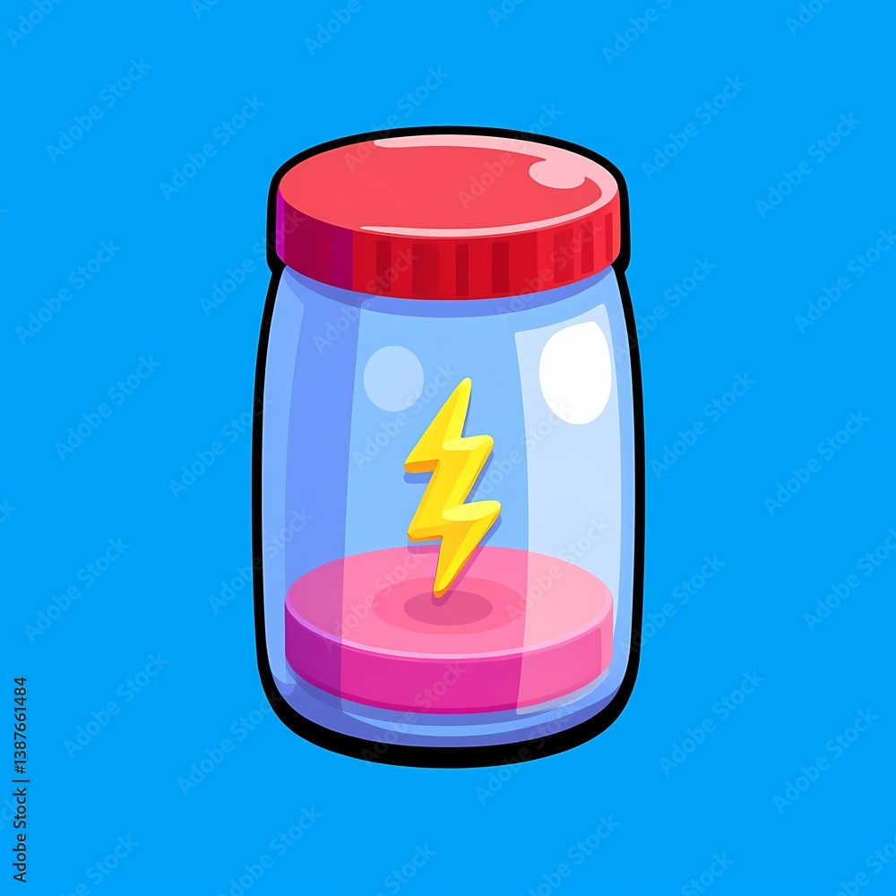 Fototapeta premium Electric Elixir: A Vibrant Animated Jar in Red and Blue Plasma