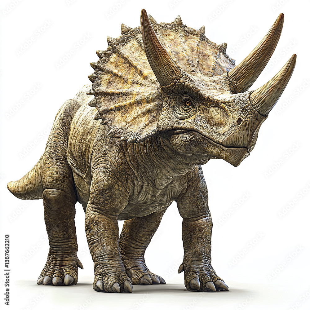 Fototapeta premium Triceratops with detailed texture on white background