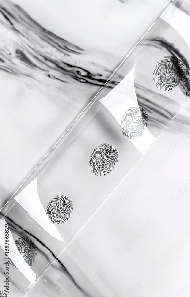 transparent adhesive tape or sticker strip with fingerprints isolated background