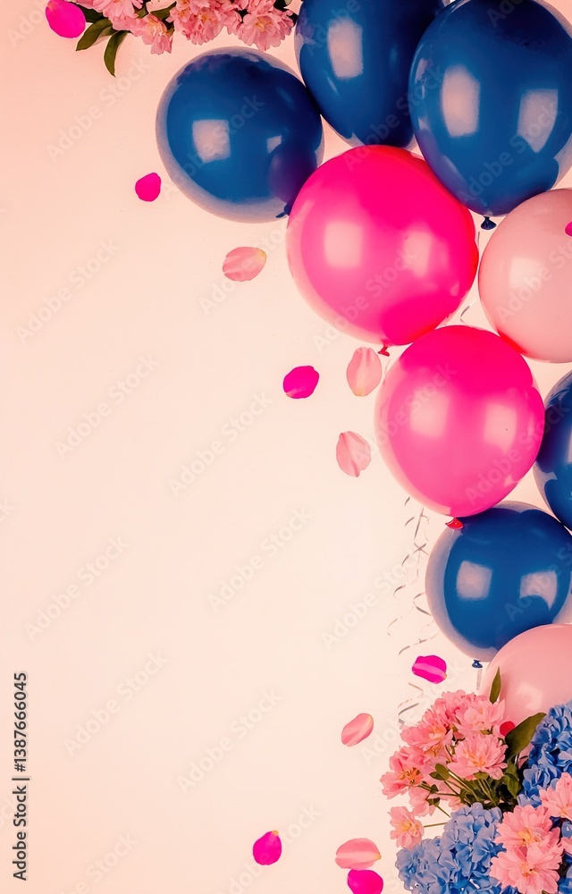 colorful balloons and confetti