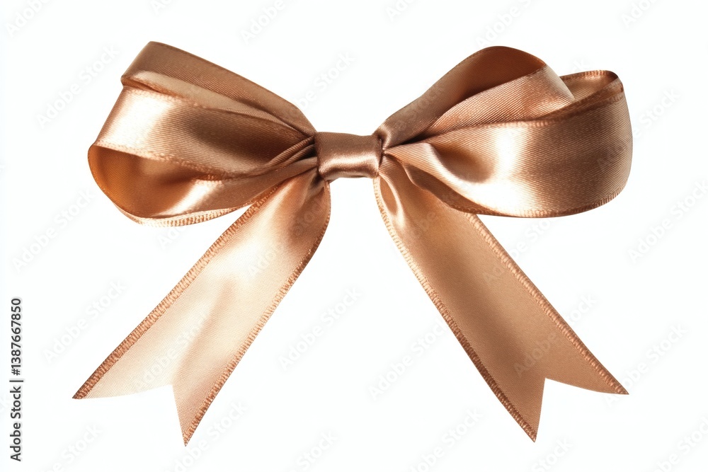 Naklejka premium Elegant Gold Satin Ribbon Bow Isolated on White
