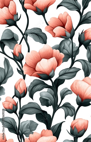 Obraz na płótnie seamless pattern with poppies w salonie
