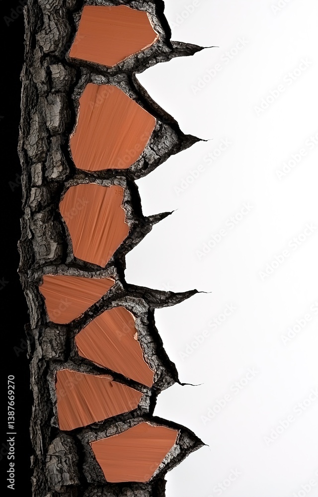 Old tree bark texture background isolated