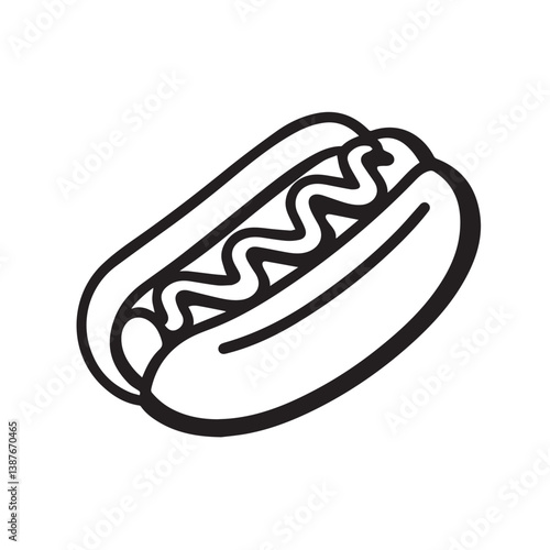 Simple hotdog outline icon depicts food presentation vector