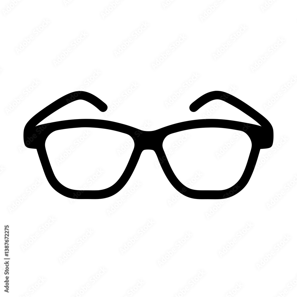 Fototapeta premium Black Framed Glasses Vector Icon Isolated On White Background Illustration