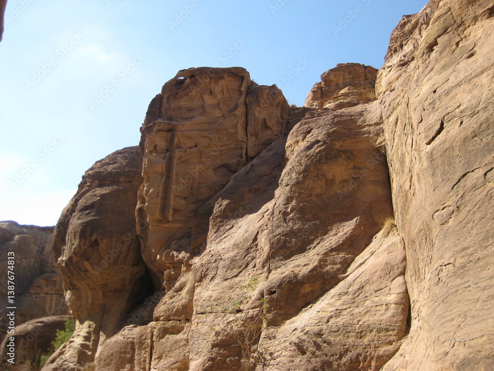 Fototapeta premium Terracotta textured rock Jordan, Natural sand-colored background