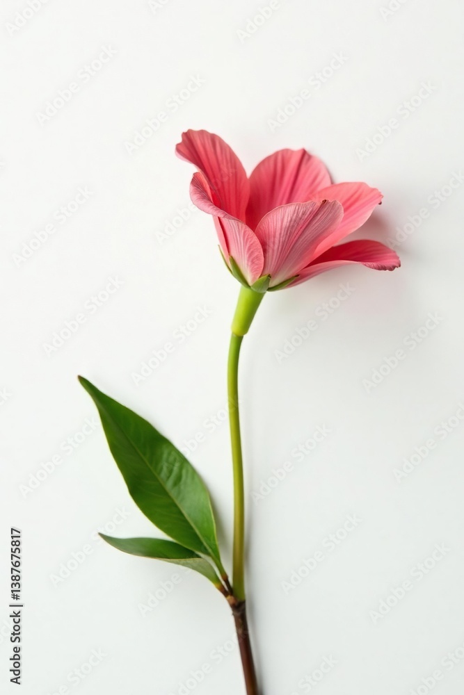 A single flower blooms on a crisp white background, botanical, bloom A single flower blooms on a crisp white background, botanical, bloom