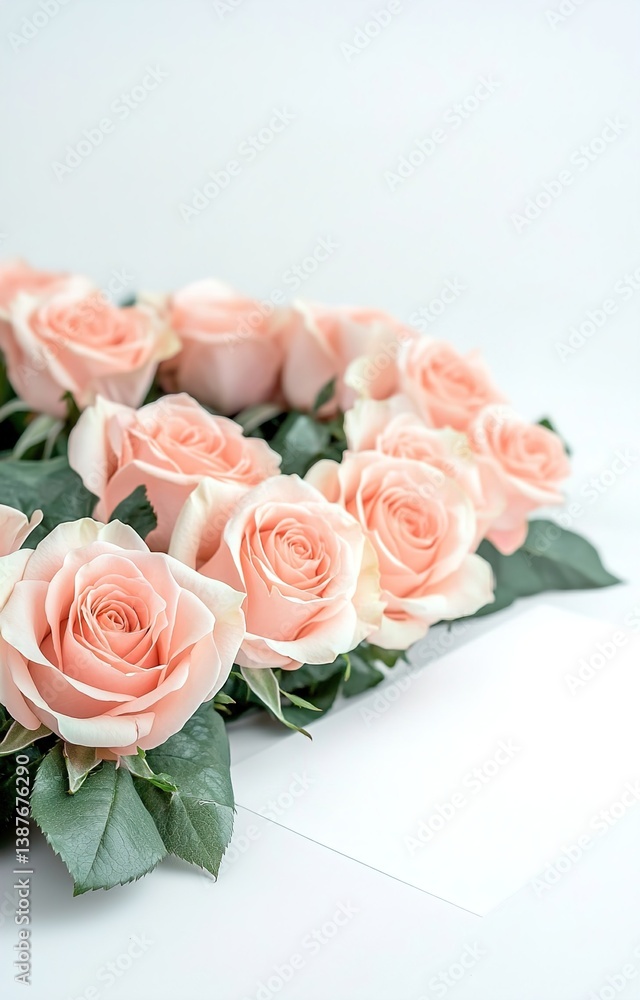 Delicate pink roses surround a blank space, perfect for writing personal messages.