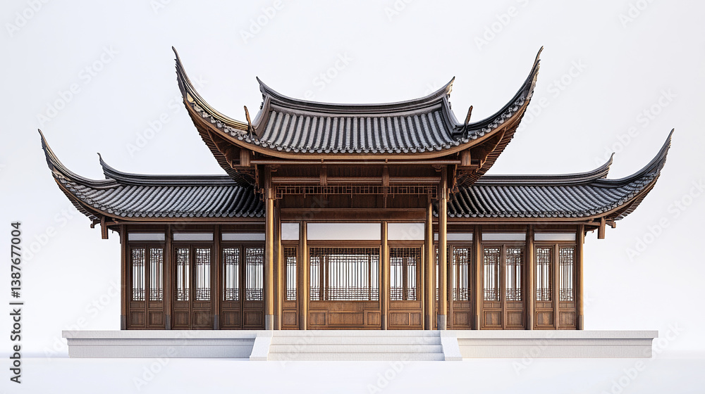 Obraz premium Traditional Chinese architecture with elegant wooden details