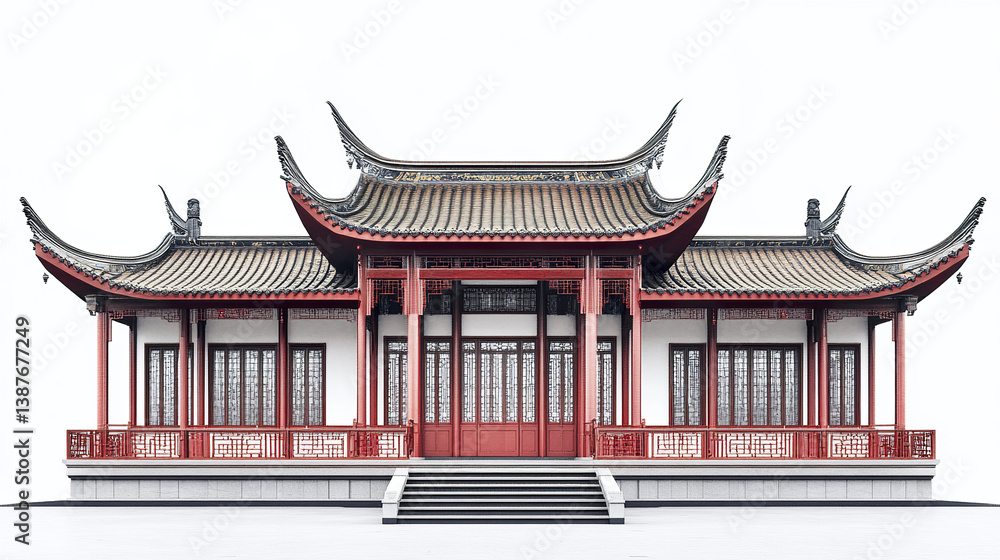 Obraz premium Traditional Chinese architecture with ornate roof design