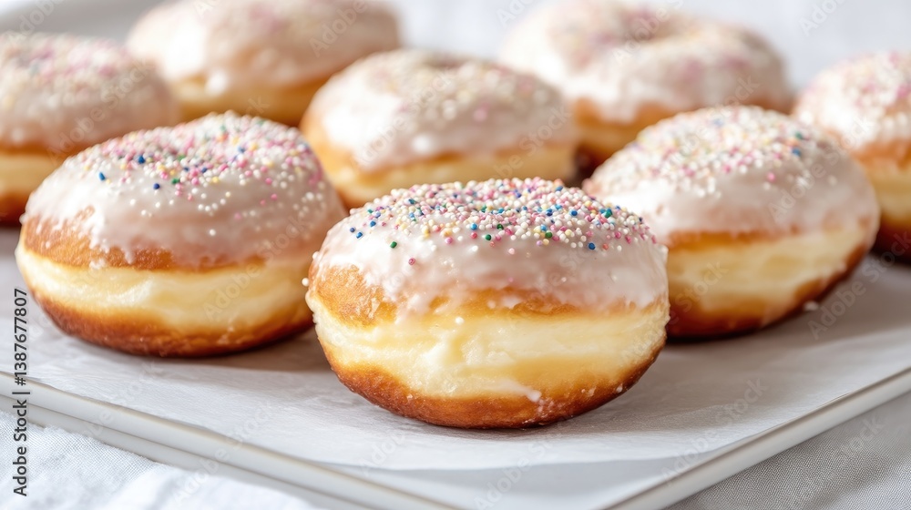 Freshly glazed doughnuts with sprinkles Freshly glazed doughnuts with sprinkles