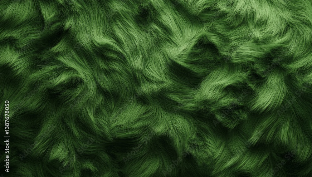 Obraz premium Close-up view of lush, dark green fur, textured and wavy. A rich, natural feel.