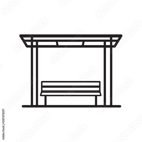 Shelter outline drawing shows bench detail vector image graphic