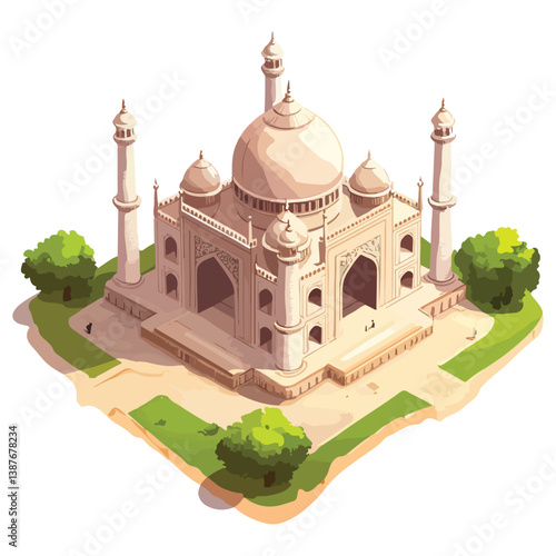 Taj mahal isolated on a white background