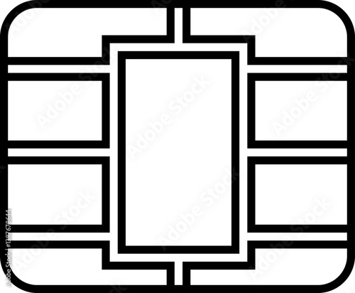 Sim EMV chip icon in line isolated on transparent background