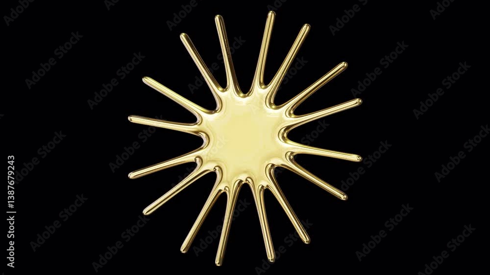 Gold abstract shape rotating, seamless loop, alpha channel Gold abstract shape rotating, seamless loop, alpha channel