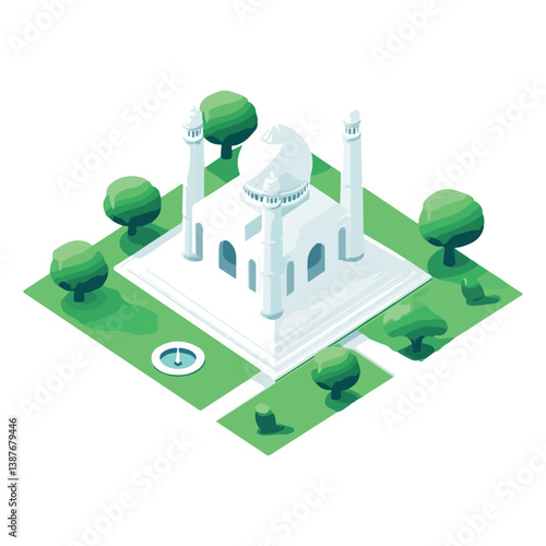 Taj mahal isolated on a white background
