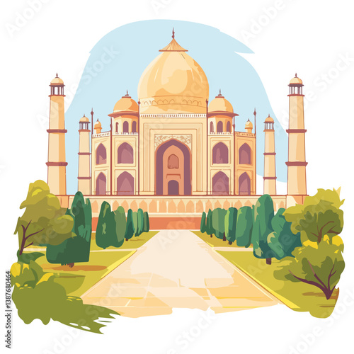 Taj mahal isolated on a white background