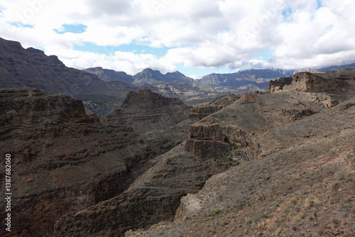 Scenic mountain view from Mirador El Guriete, Santa Lucía de Tirajana, Gran canaria, Spain