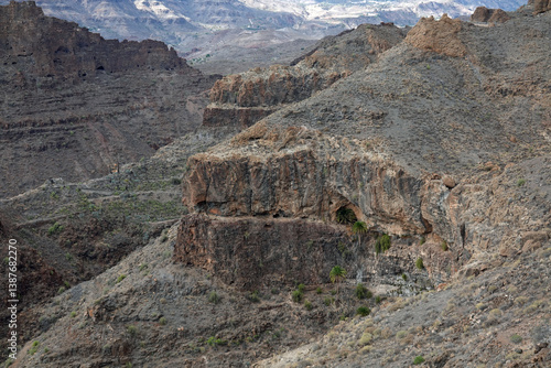 Scenic mountain view from Mirador El Guriete, Santa Lucía de Tirajana, Gran canaria, Spain