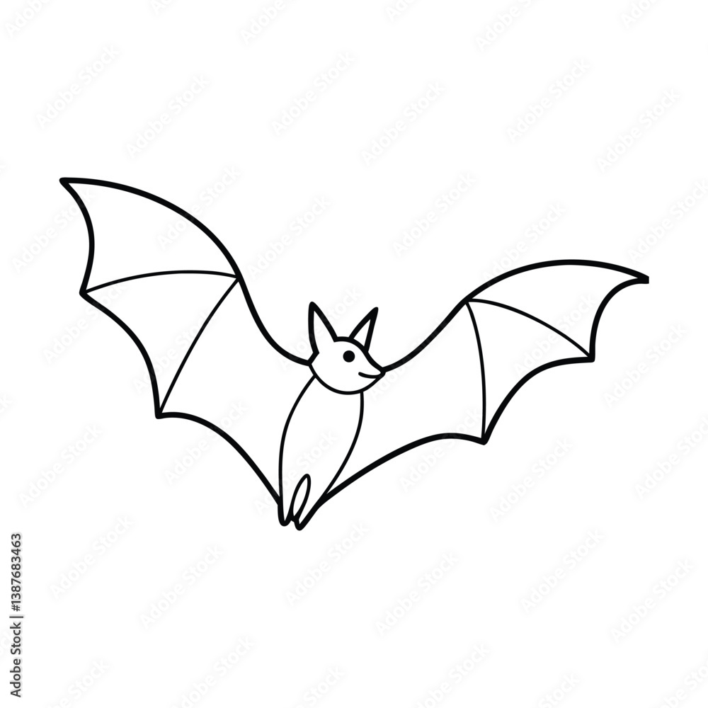 Fototapeta premium Bat in Flight Single Line Art Vector