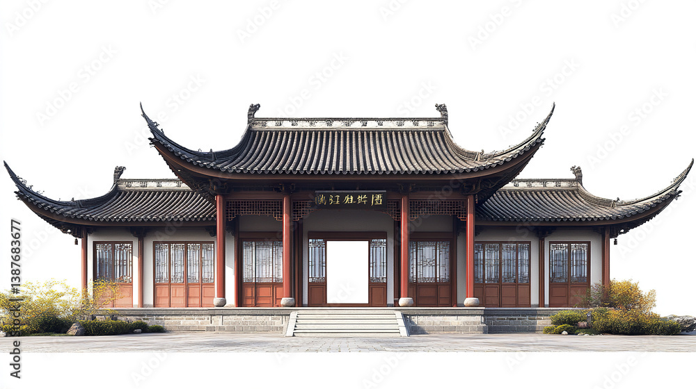 Obraz premium Traditional Chinese architecture with curved roofs and intricate details
