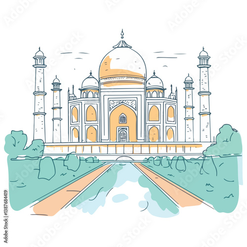 Taj mahal isolated on a white background