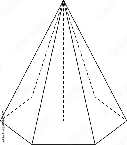 Hexagon Pyramid - Hexagonal Pyramid Wireframe Geometry Shape