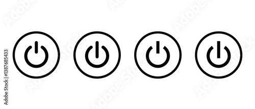 Power switch button icon on circle line. Electricity shutdown sign symbol