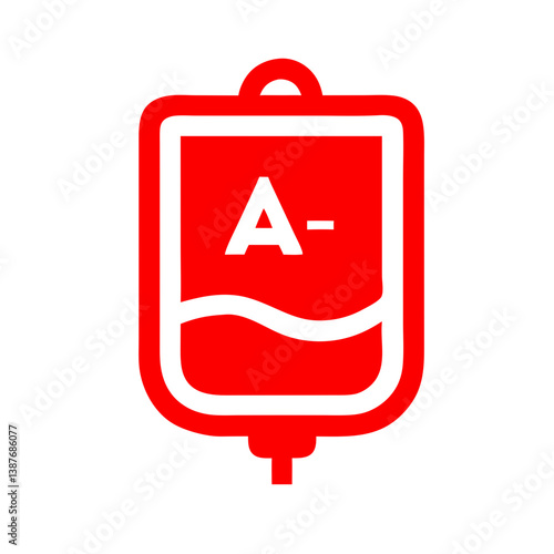 Medical Plastic Blood Bag Icon in Red Color  