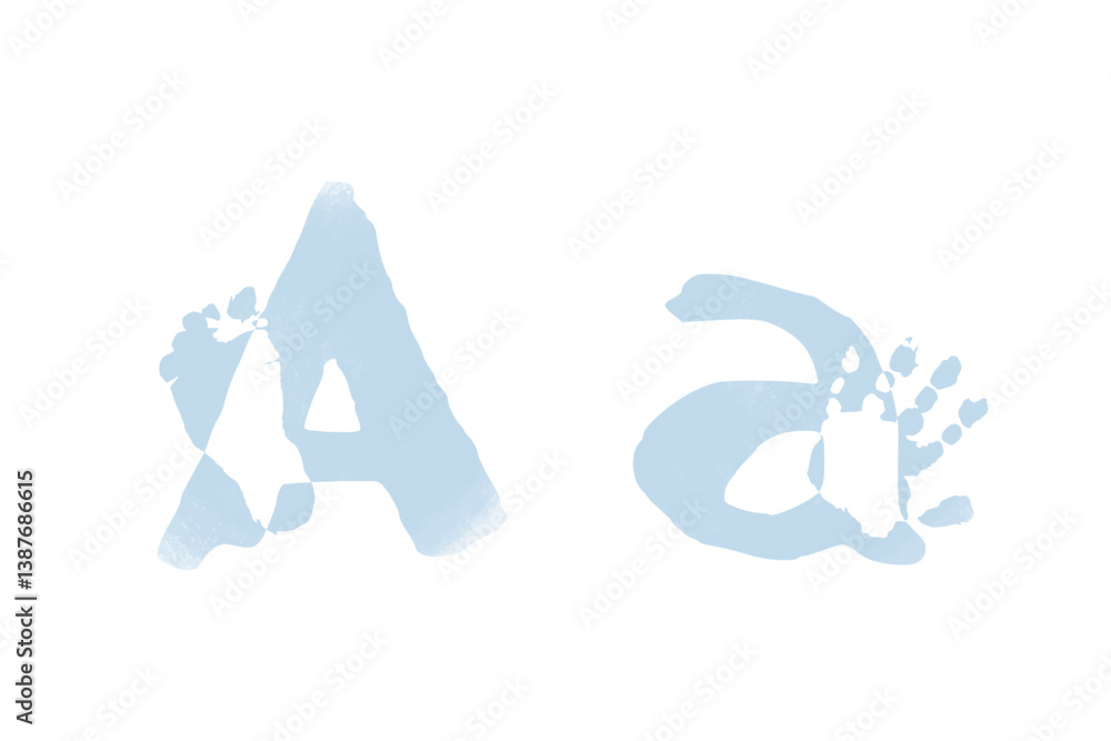 Obraz premium Newborn foot and hand prints. Family monogram, letter A on white background