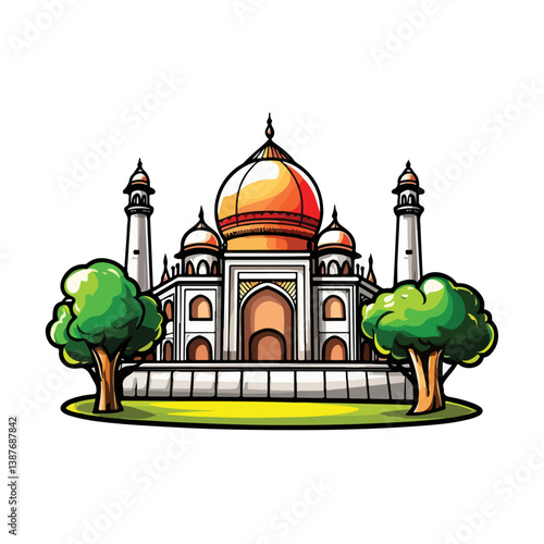 Taj mahal isolated on a white background