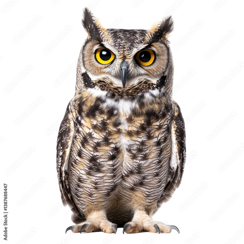 Naklejka premium Wide-Eyed Owl on transparent background