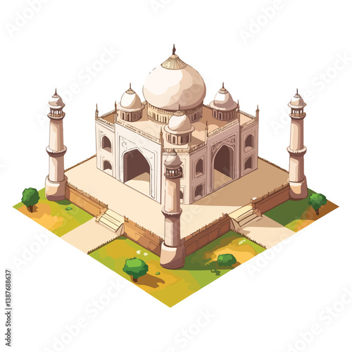 Taj mahal isolated on a white background