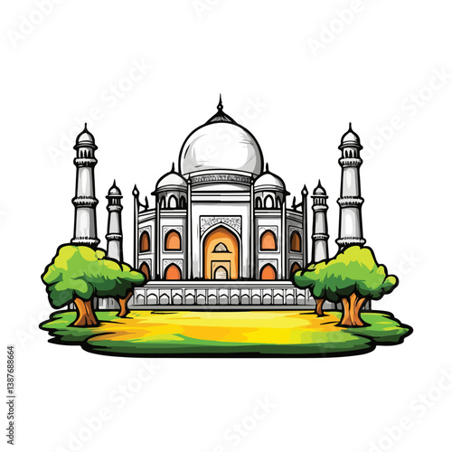 Taj mahal isolated on a white background