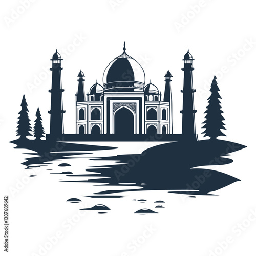 Taj mahal isolated on a white background
